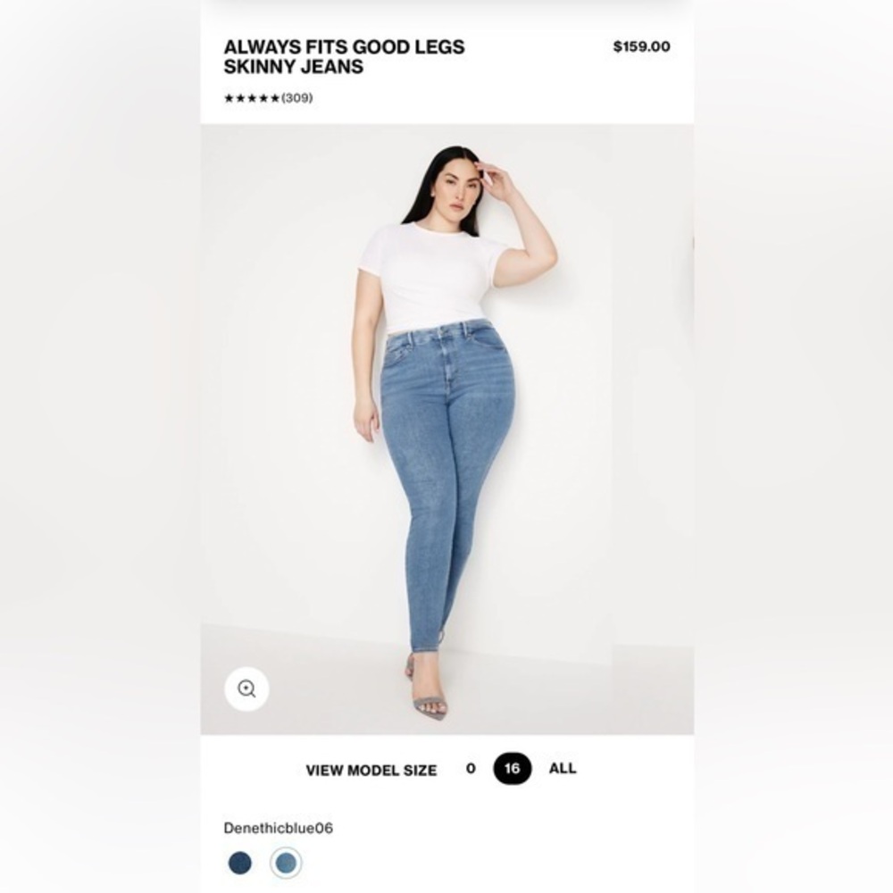 Good American Blue Skinny High-Waisted Jeans